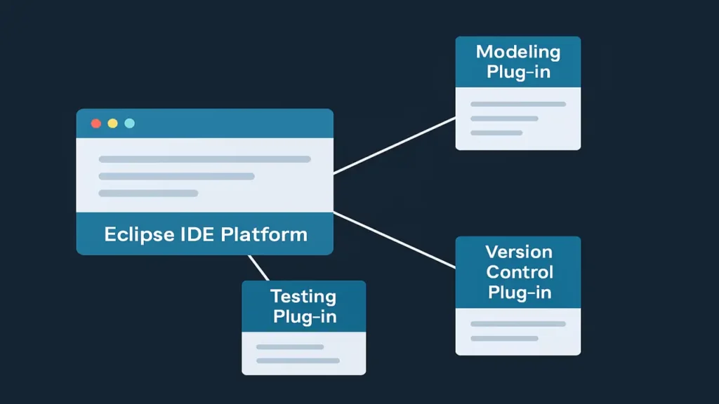 Eclipse IDE illustrating service-based CASE model.