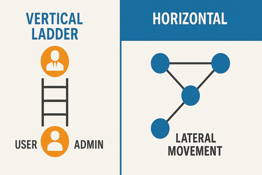 Visualization of vertical and horizontal privilege escalation.