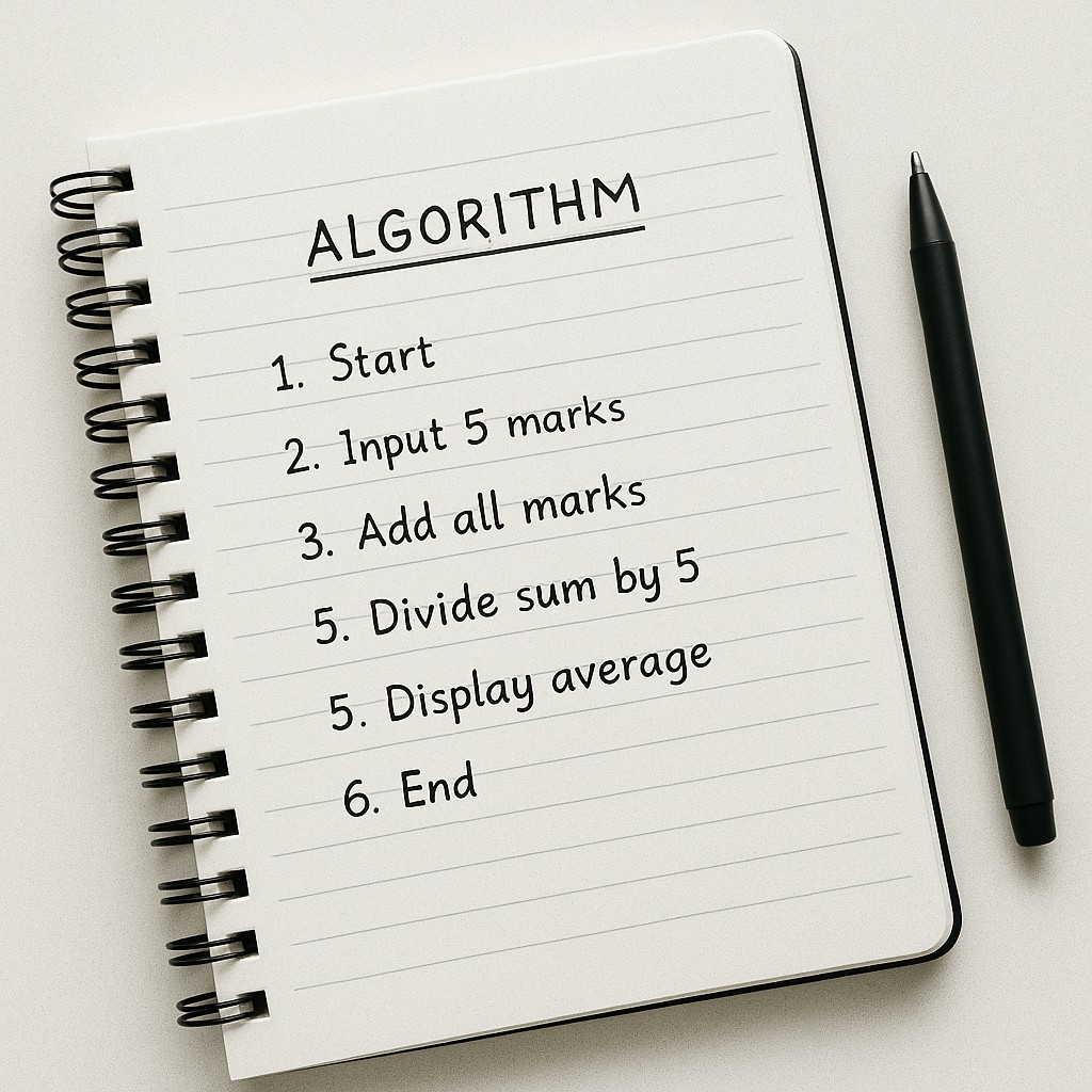 Algorithm example explaining average calculation process.