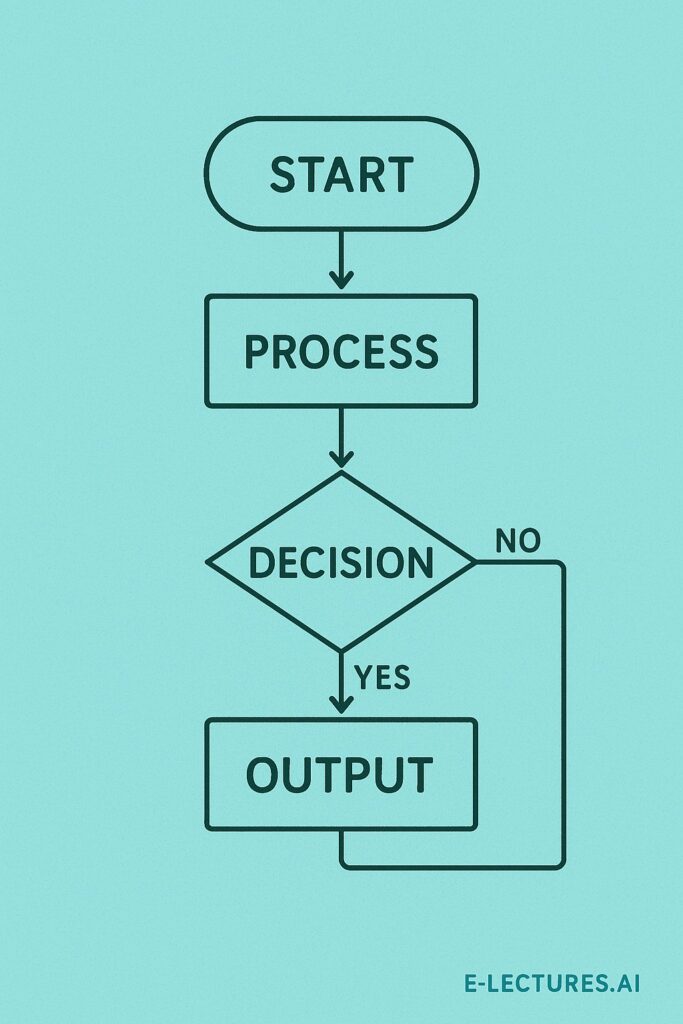 Flowchart visualization of an algorithm’s logical flow.