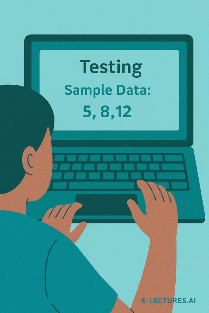Testing step of problem-solving process with sample data.
