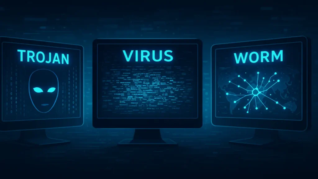 The Core Three: Trojans, Viruses, and Worms