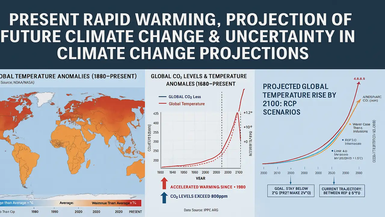 Present Rapid Warming, Projection of Future Climate Change & Uncertainty in Climate Change Projections