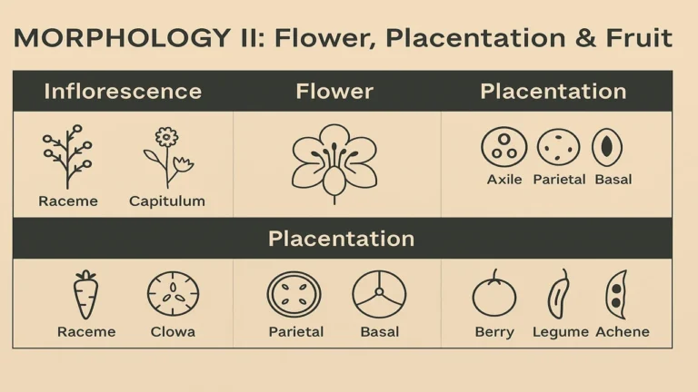 Morphology II: Inflorescence, Flower, Placentation & Fruit
