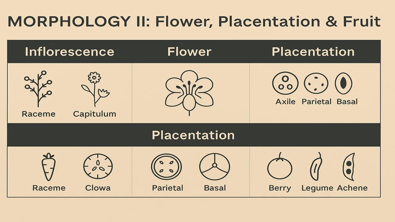 Morphology II: Inflorescence, Flower, Placentation & Fruit