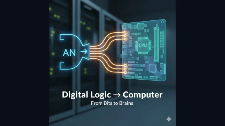 Digital logic design and computer overview—CPU with logic gates and system buses.