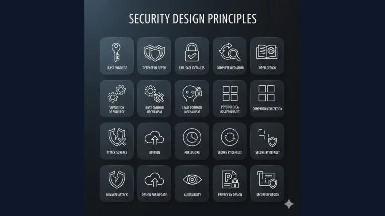 Security design principles illustrated with icons