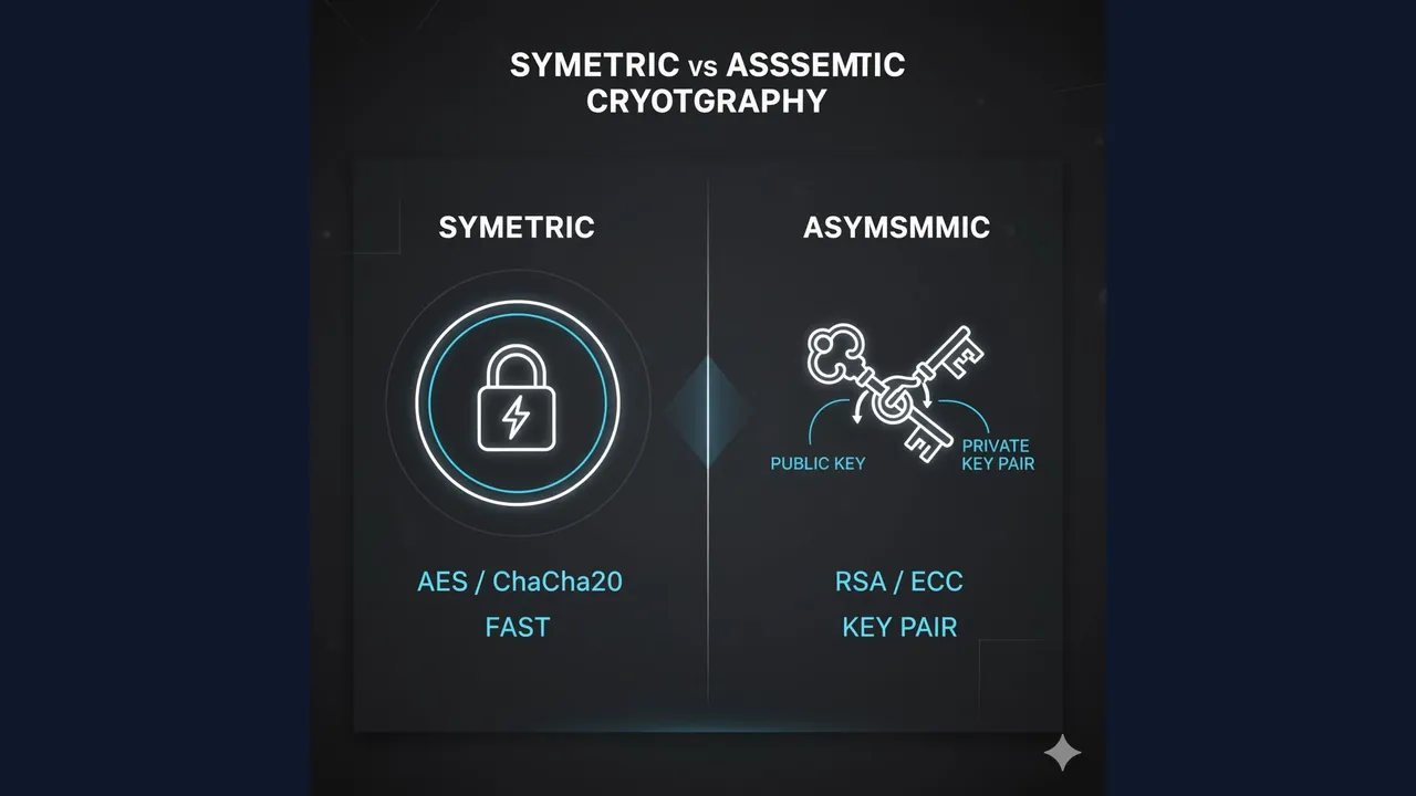 Symmetric and asymmetric cryptography with AES lock and public-private keys