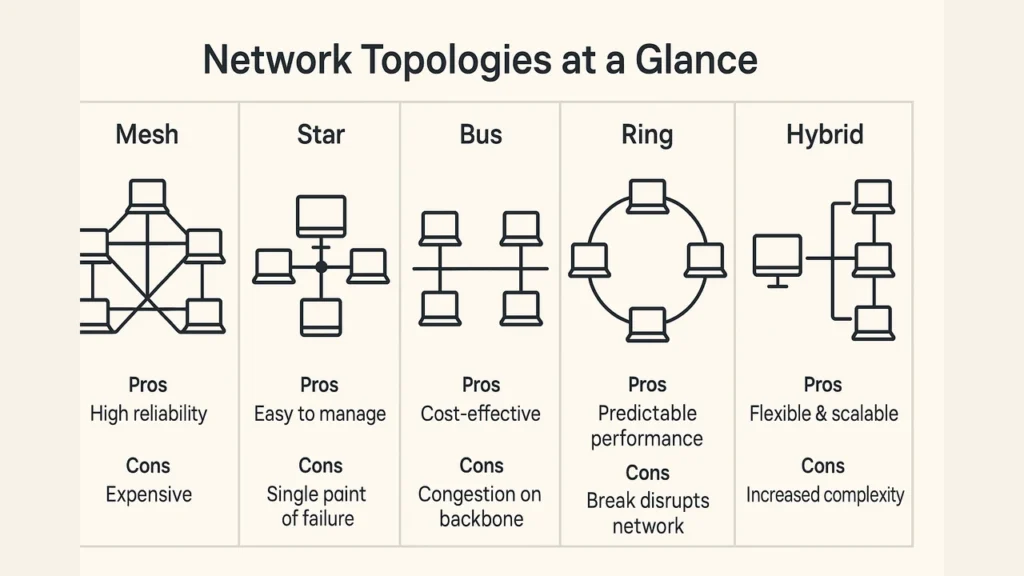 Computer Networks Definition, Topologies, LAN/MAN/WAN & Protocols