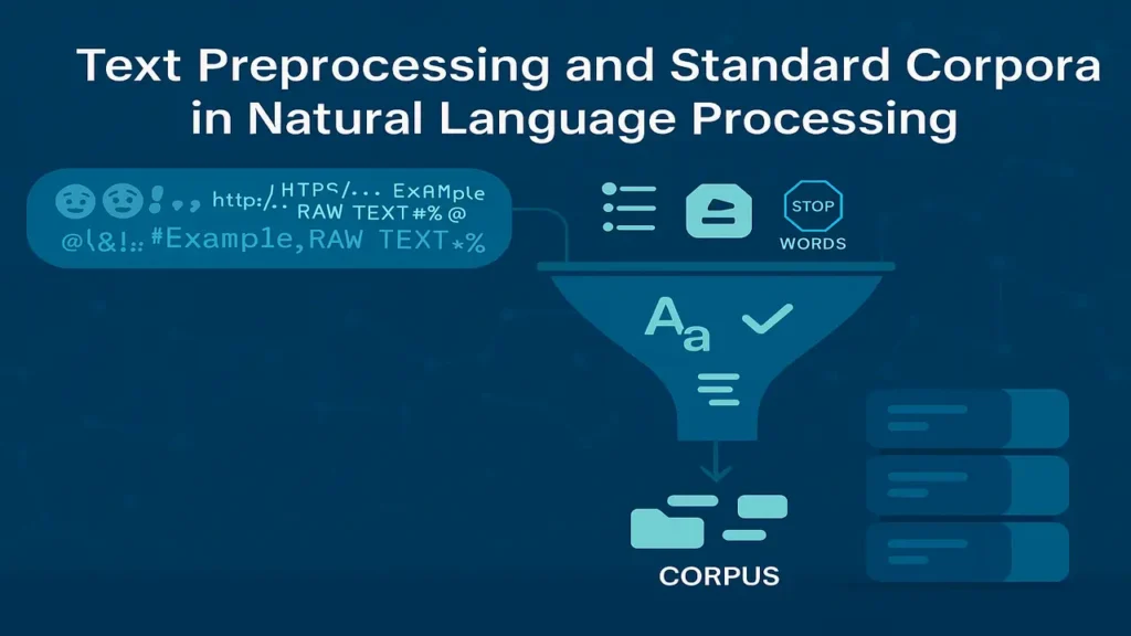 Text Preprocessing and Standard Corpora in Natural Language Processing