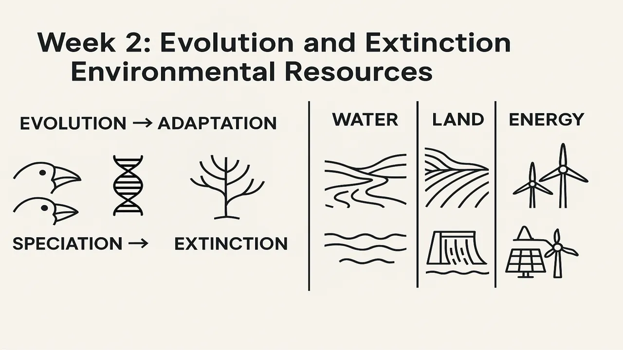 Evolution and Extinction; Environmental Resources (Water, Land, Energy)