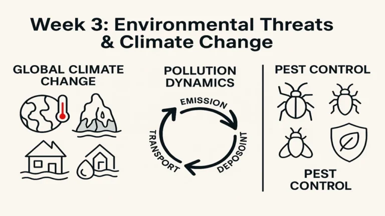 Environmental Threats, Global Climate Change, Pollution Dynamics, Pest and Pest Control