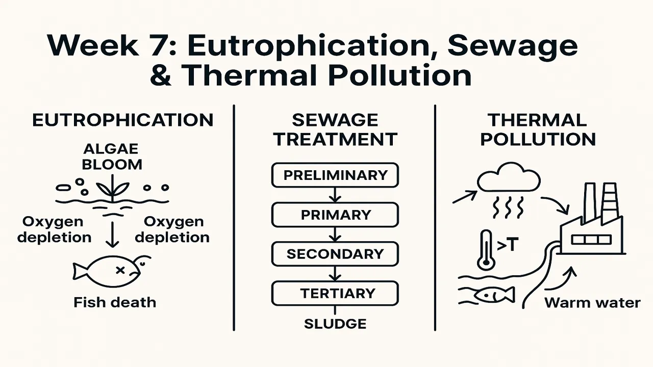 Eutrophication, Sewage and Water Treatment, and Thermal Pollution