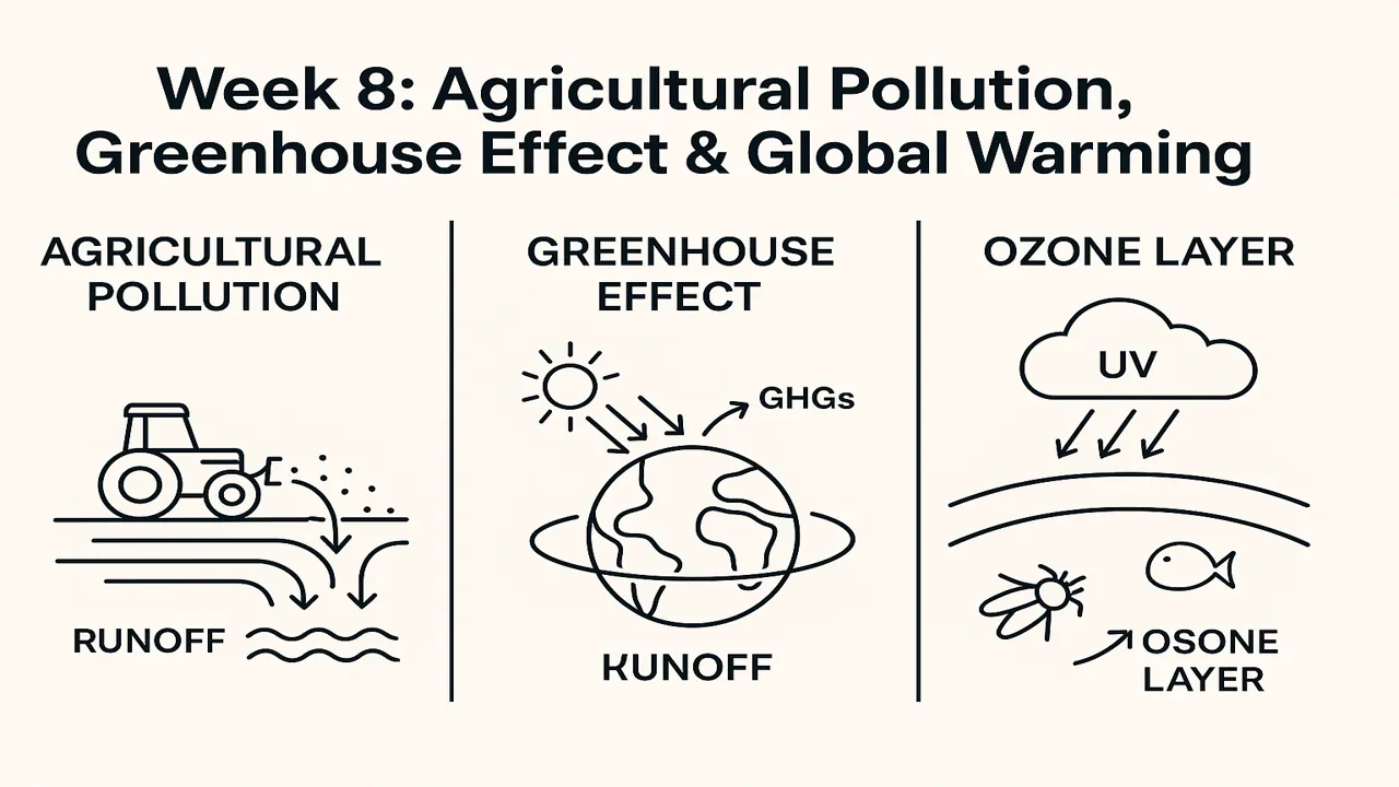 Agricultural Pollution, Greenhouse Effect, Global Warming, Ozone Depletion and Its Effects