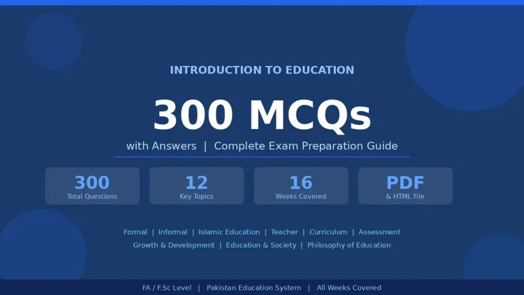 Introduction to Education - 300 MCQs with Answers