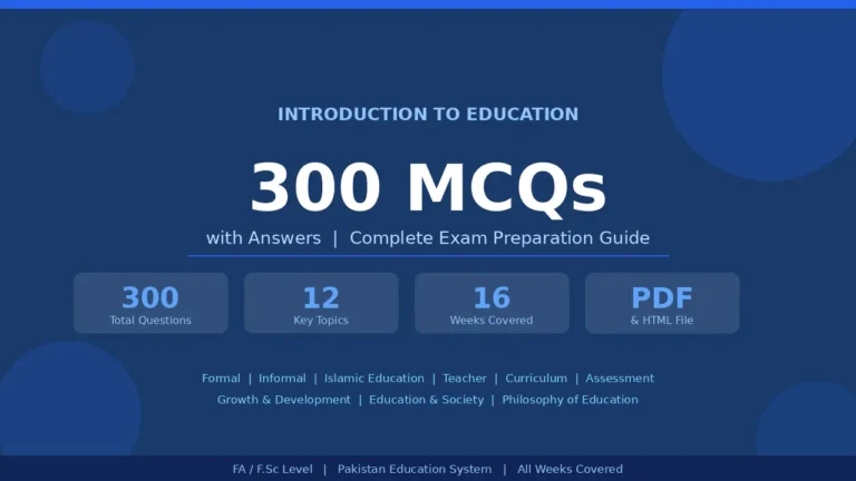 Introduction to Education - 300 MCQs with Answers