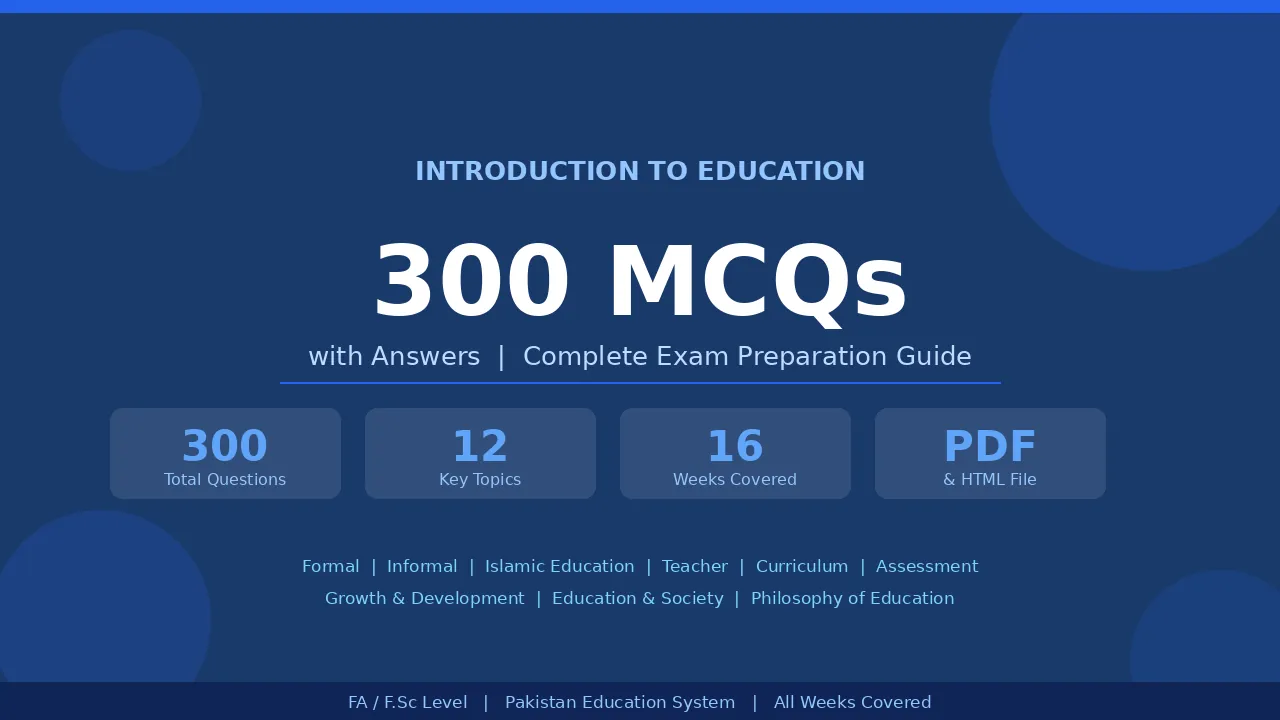 Introduction to Education - 300 MCQs with Answers