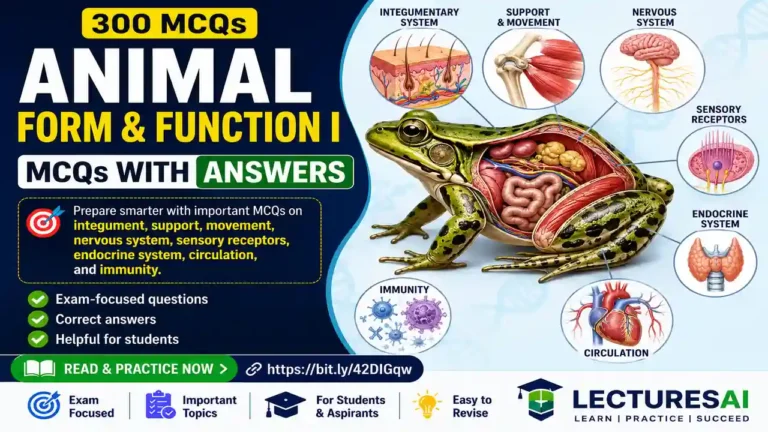 Animal Form and Function I MCQs with Answers