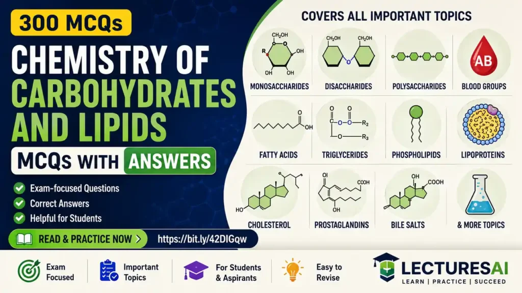 Chemistry of Carbohydrates and Lipids MCQs with Answers